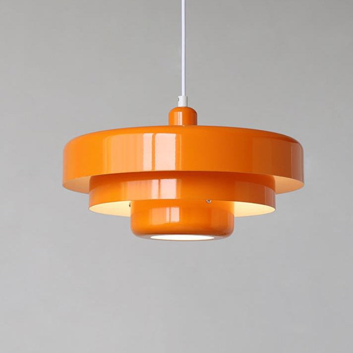 Retro Tiered Metal Pendant Light with Layered Round Shade for Dining Room