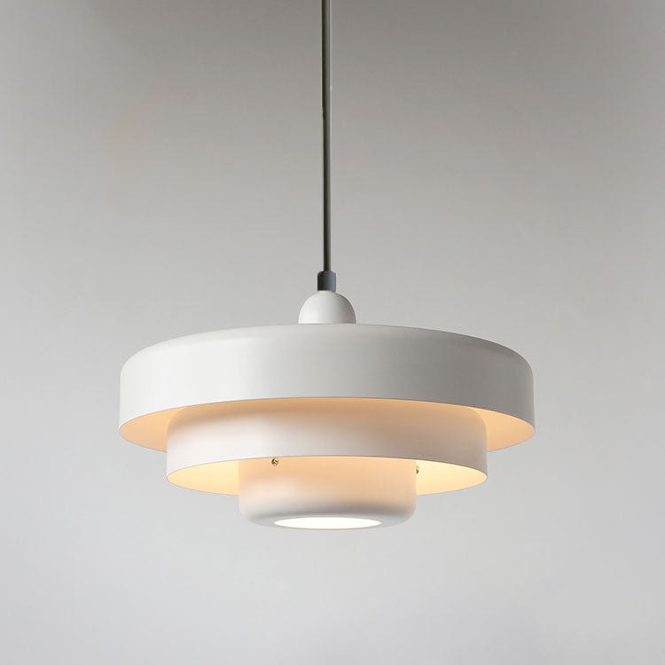Retro Tiered Metal Pendant Light with Layered Round Shade for Dining Room
