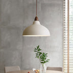 Scandinavian Dome Pendant Light with Wooden Cap for Kitchen Island