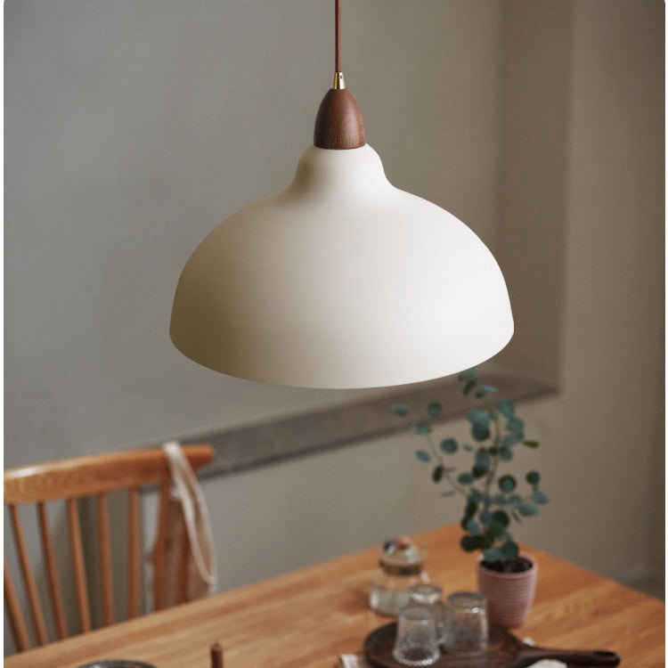 Scandinavian Dome Pendant Light with Wooden Cap for Kitchen Island