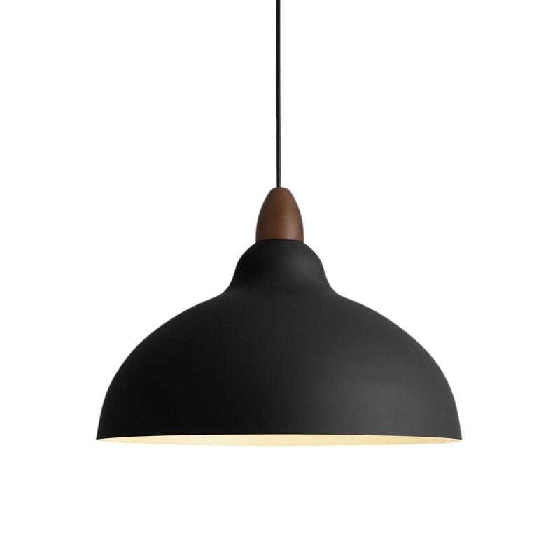 Scandinavian Dome Pendant Light with Wooden Cap for Kitchen Island