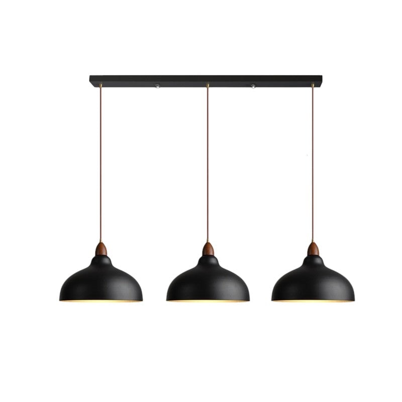 Scandinavian Dome Pendant Light with Wooden Cap for Kitchen Island