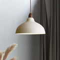 Scandinavian Dome Pendant Light with Wooden Cap for Kitchen Island