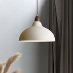 Scandinavian Dome Pendant Light with Wooden Cap for Kitchen Island