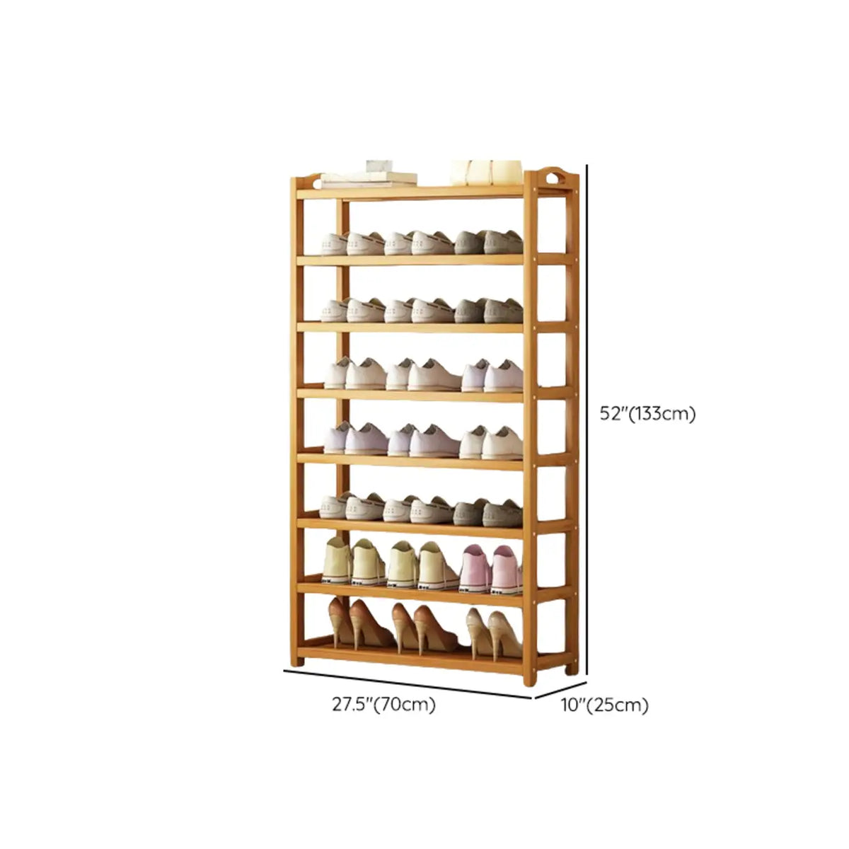 Bamboo Shoe Rack Open Freestanding Shoe Shelf Unit Scandinavian Wooden Shoe Storage Organiser with Carry Handles for Hallway | Entryway and Bedroom