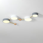 Scandinavian LED Flush Mount Ceiling Light with Wooden Joints and Round Shades