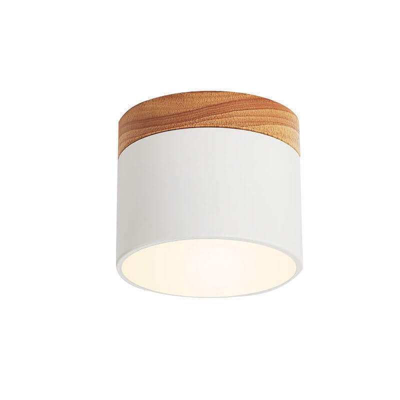 Scandinavian Macaron LED Flush Mount Ceiling Light with Wood Trim for Hallway