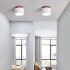 Scandinavian Macaron LED Flush Mount Ceiling Light with Wood Trim for Hallway