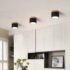 Scandinavian Macaron LED Flush Mount Ceiling Light with Wood Trim for Hallway