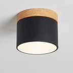 Scandinavian Macaron LED Flush Mount Ceiling Light with Wood Trim for Hallway