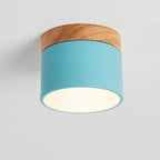 Scandinavian Macaron LED Flush Mount Ceiling Light with Wood Trim for Hallway