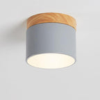 Scandinavian Macaron LED Flush Mount Ceiling Light with Wood Trim for Hallway