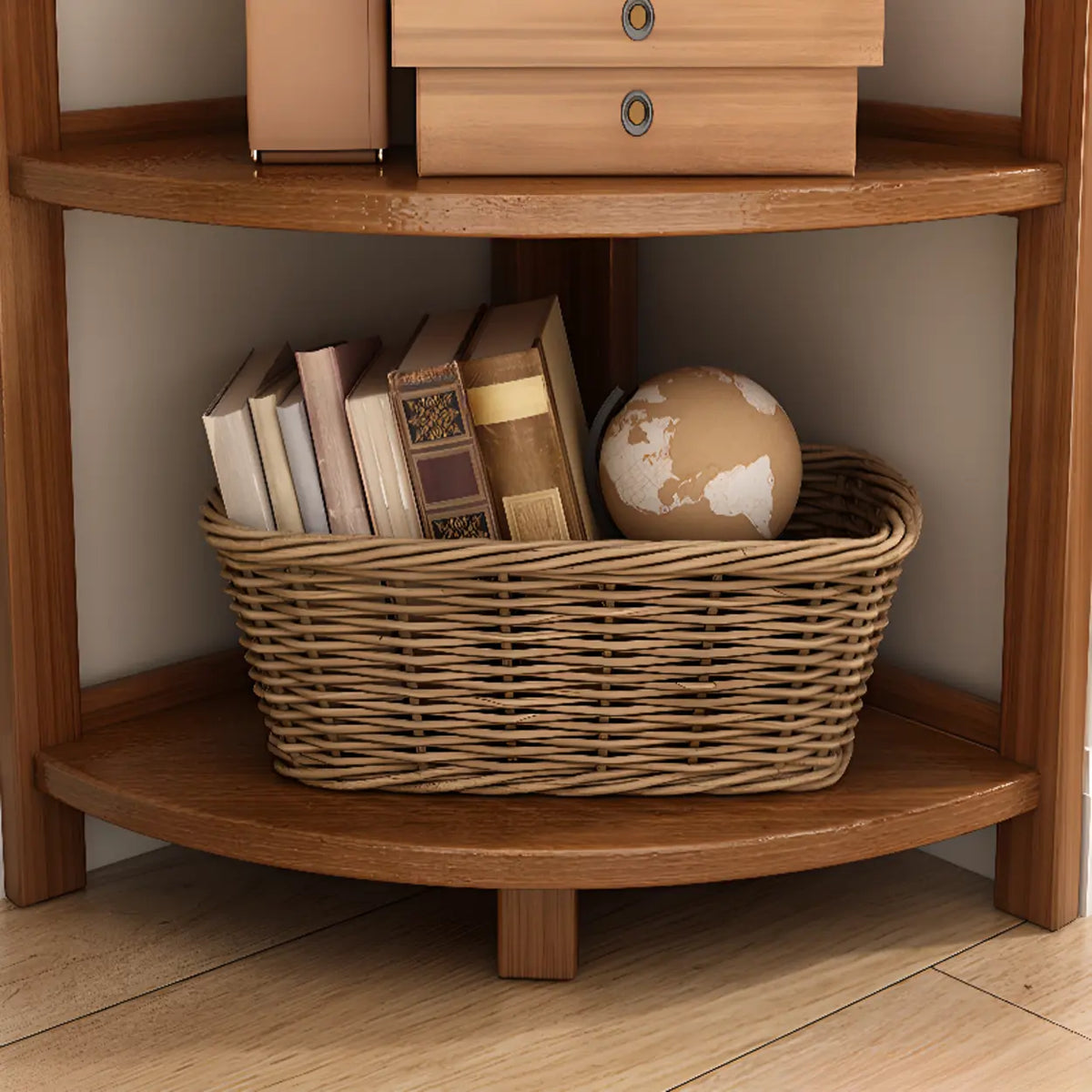 Bamboo Corner Shelf Freestanding Corner Bookshelf Tall Wooden Corner Display Stand with Arched Top for Living Room | Bedroom and Bathroom