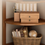 Bamboo Corner Shelf Freestanding Corner Bookshelf Tall Wooden Corner Display Stand with Arched Top for Living Room | Bedroom and Bathroom