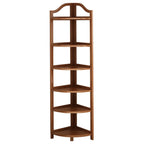 Bamboo Corner Shelf Freestanding Corner Bookshelf Tall Wooden Corner Display Stand with Arched Top for Living Room | Bedroom and Bathroom