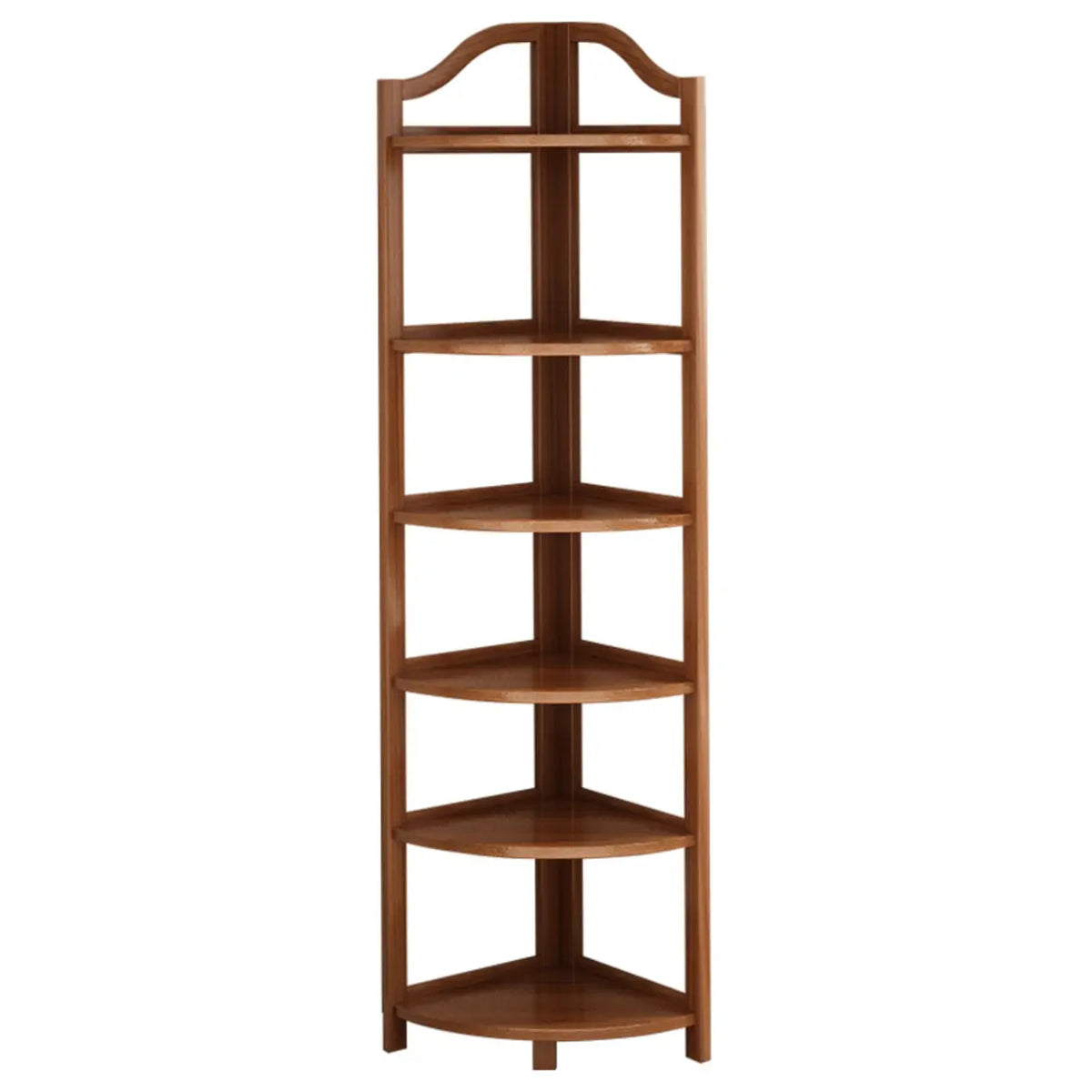 Bamboo Corner Shelf Freestanding Corner Bookshelf Tall Wooden Corner Display Stand with Arched Top for Living Room | Bedroom and Bathroom