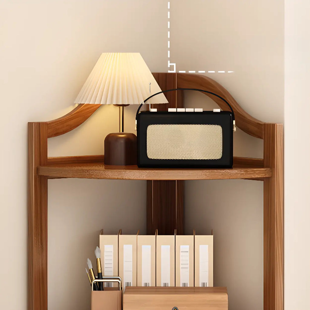 Bamboo Corner Shelf Freestanding Corner Bookshelf Tall Wooden Corner Display Stand with Arched Top for Living Room | Bedroom and Bathroom