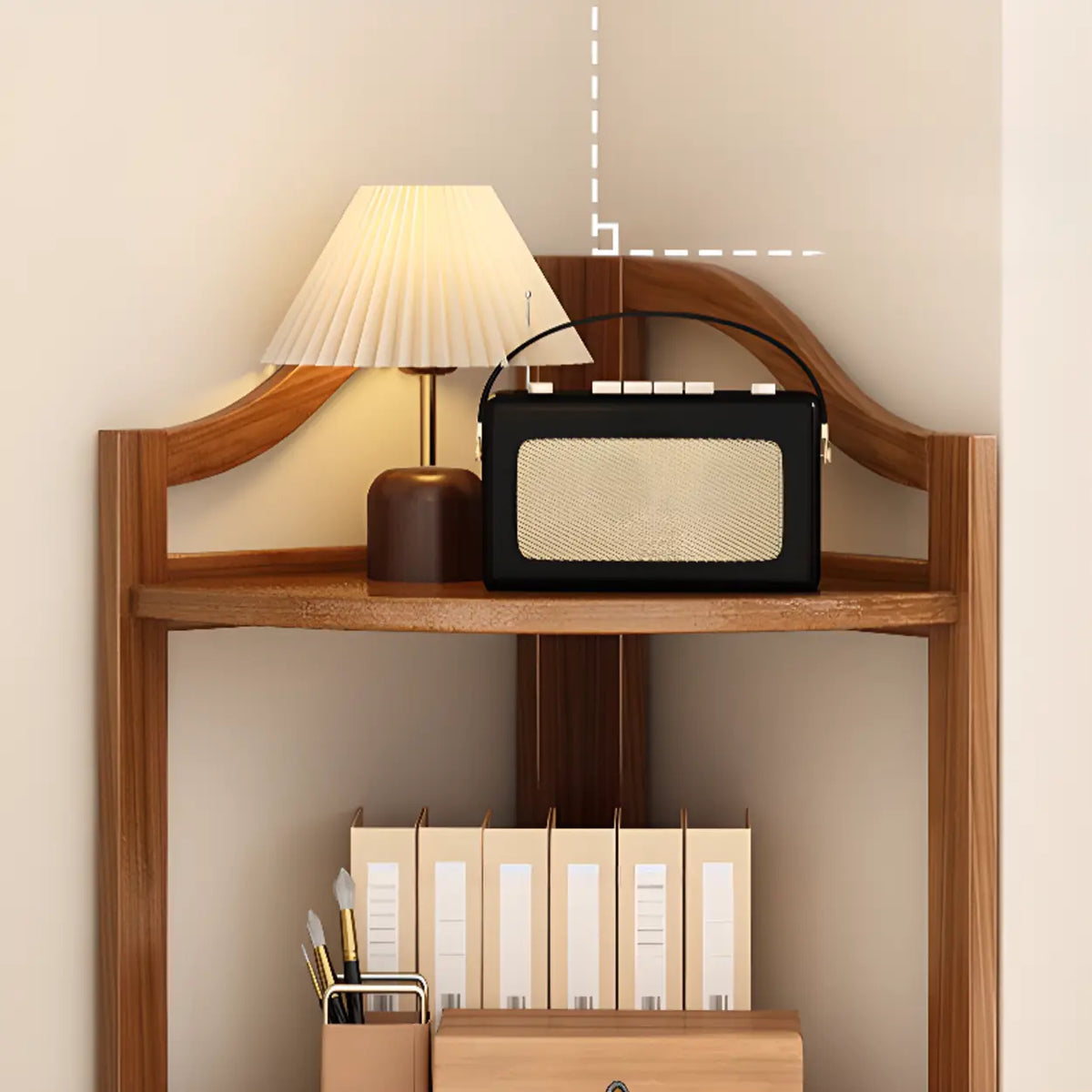 Bamboo Corner Shelf Freestanding Corner Bookshelf Tall Wooden Corner Display Stand with Arched Top for Living Room | Bedroom and Bathroom