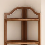 Bamboo Corner Shelf Freestanding Corner Bookshelf Tall Wooden Corner Display Stand with Arched Top for Living Room | Bedroom and Bathroom