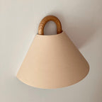 Solid Wood Ring Wall Light with Pleated or Flat Fabric Shade for Bedroom