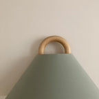 Solid Wood Ring Wall Light with Pleated or Flat Fabric Shade for Bedroom