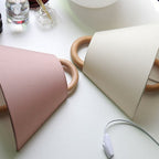 Solid Wood Ring Wall Light with Pleated or Flat Fabric Shade for Bedroom