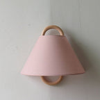 Solid Wood Ring Wall Light with Pleated or Flat Fabric Shade for Bedroom