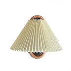 Solid Wood Ring Wall Light with Pleated or Flat Fabric Shade for Bedroom