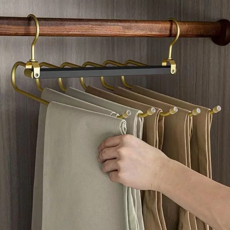 Space Saving Aluminium Trouser Hanger with Swivel Hook and Non Slip Bars