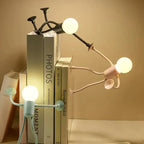 Bendable LED Night Lamp Set of Two Cordless Figure Lamp with Flexible Arms and Suction Cup Feet Battery Powered Warm Mood Light for Bedside and Desk