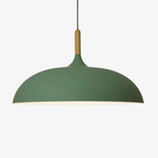 Aluminium Dome Pendant Lights With Wooden Stem
