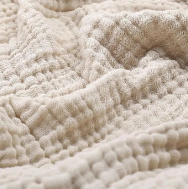 Muslin Cotton Throw Blanket Lightweight Breathable Crinkle Gauze Blanket Soft Natural Cotton Sofa Throw and Bedspread for Living Room | Bedroom