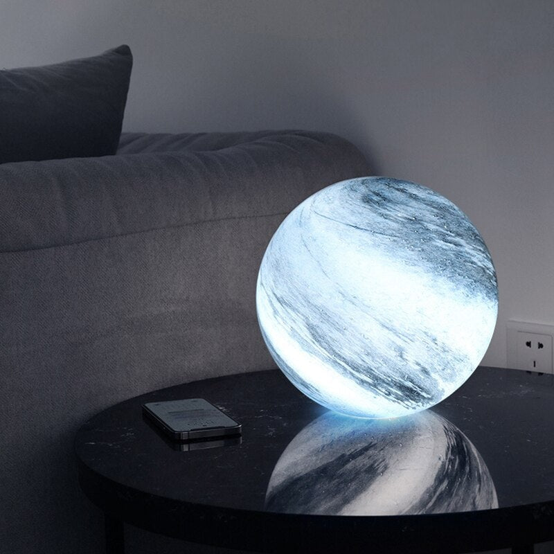 USB Powered Planet Sphere LED Table Lamp with Swirl Pattern and Remote