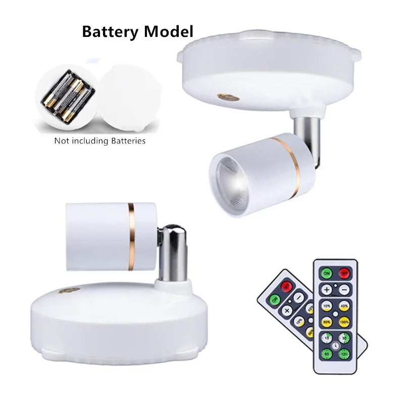 Wireless LED Spotlight Battery Operated Picture Light with Remote Control Dimmable Rotating Accent Light for Artwork | Shelves and Wardrobes