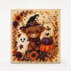 Halloween Bead Art Kit Pearl Bead Canvas Craft Kit with Numbered Self Adhesive Canvas Pumpkin | Ghost and Witch Designs DIY Wall Art
