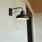 Vintage Iron Barn Outdoor Wall Light with Gooseneck Arm and Dome Shade