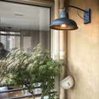 Vintage Iron Barn Outdoor Wall Light with Gooseneck Arm and Dome Shade