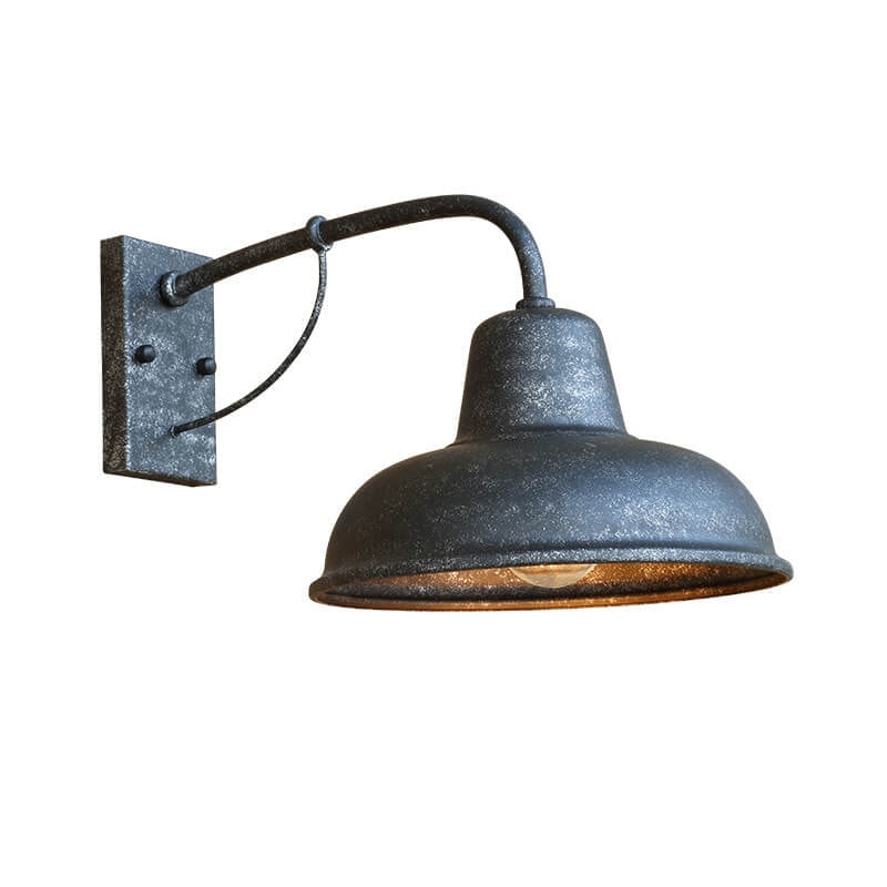 Vintage Iron Barn Outdoor Wall Light with Gooseneck Arm and Dome Shade