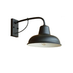 Vintage Iron Barn Outdoor Wall Light with Gooseneck Arm and Dome Shade