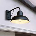 Vintage Iron Barn Outdoor Wall Light with Gooseneck Arm and Dome Shade