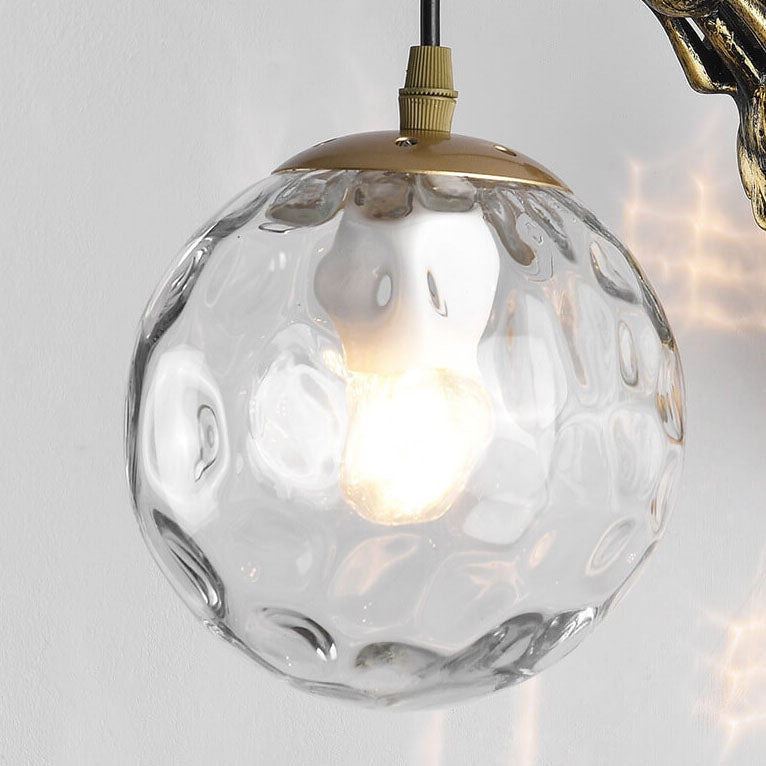 Vintage Rustic Mermaid Wall Light with Glass Globe Shade for Bedroom