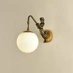 Vintage Rustic Mermaid Wall Light with Glass Globe Shade for Bedroom