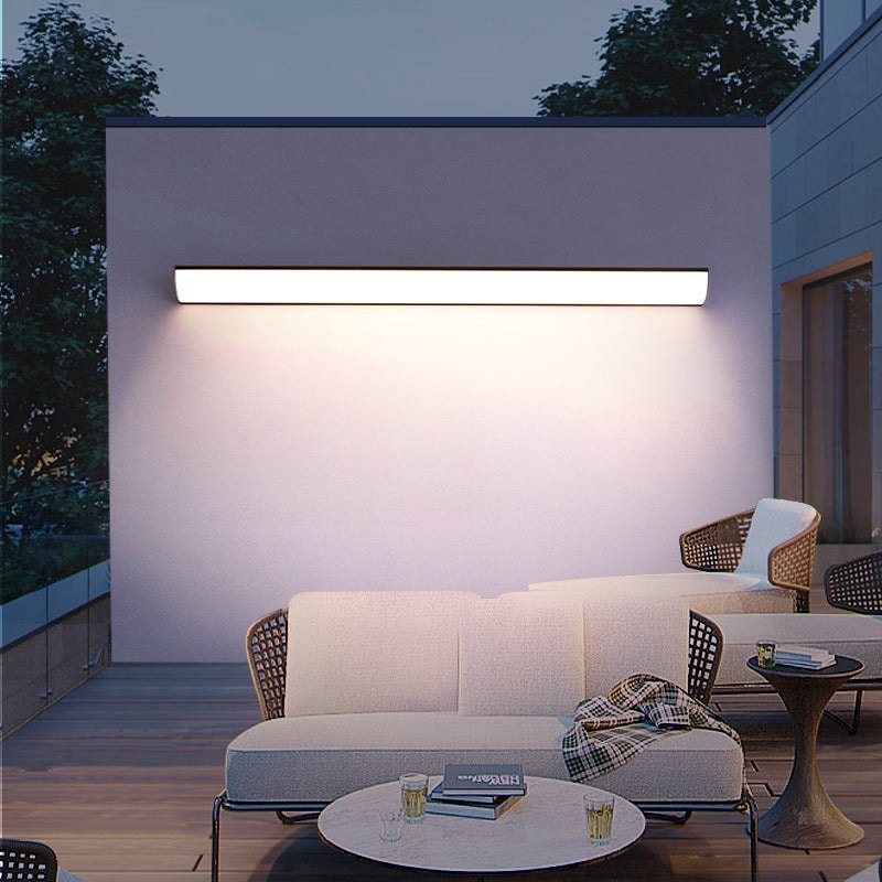 Waterproof Linear LED Outdoor Wall Light with Curved Acrylic Shade for Garden