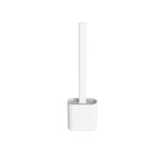 Silicone Toilet Brush Set with Quick Drying Holder Flexible Flat Head Toilet Cleaning Brush Freestanding or Wall Mounted for Bathroom and Toilet
