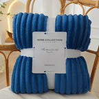 Ribbed Flannel Fleece Blanket Soft Plush Striped Throw Warm Cosy Sofa Blanket and Bedspread for Bedroom and Living Room