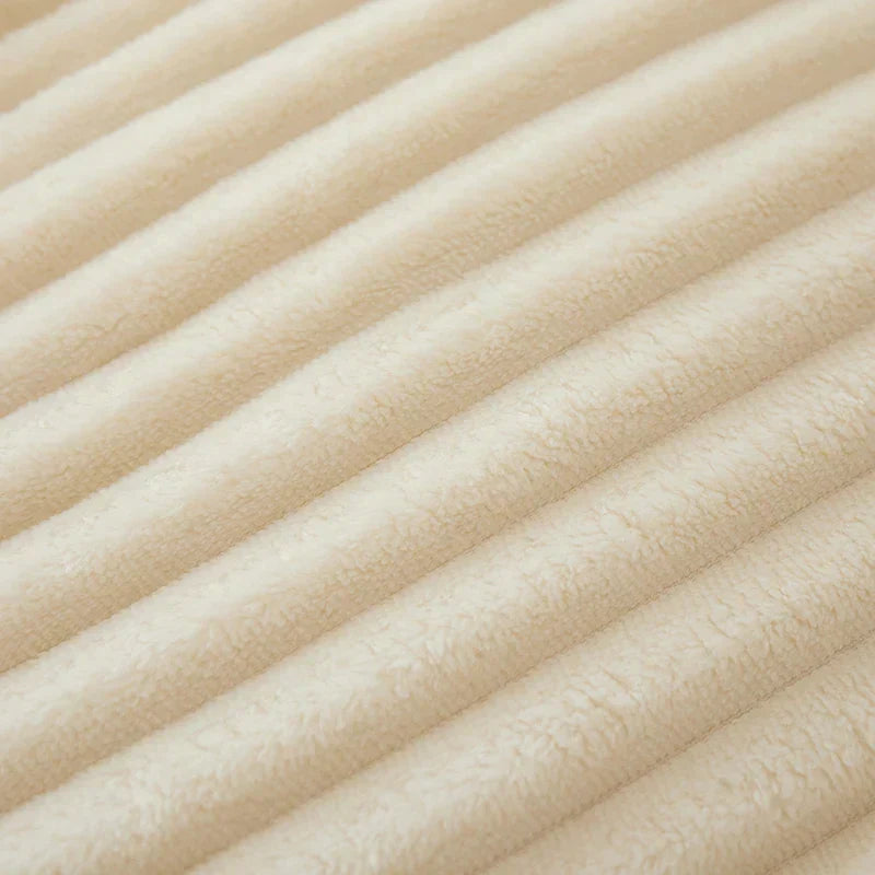 Ribbed Flannel Fleece Blanket Soft Plush Striped Throw Warm Cosy Sofa Blanket and Bedspread for Bedroom and Living Room