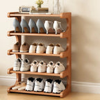 Wooden Shoe Rack with Curved Side Panels Open Freestanding Shoe Shelf Modern Bamboo Shoe Storage Organiser for Hallway | Entryway and Wardrobe