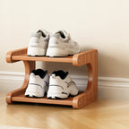 Wooden Shoe Rack with Curved Side Panels Open Freestanding Shoe Shelf Modern Bamboo Shoe Storage Organiser for Hallway | Entryway and Wardrobe