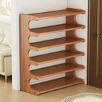 Wooden Shoe Rack with Curved Side Panels Open Freestanding Shoe Shelf Modern Bamboo Shoe Storage Organiser for Hallway | Entryway and Wardrobe
