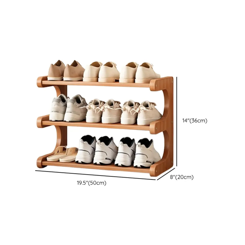 Wooden Shoe Rack with Curved Side Panels Open Freestanding Shoe Shelf Modern Bamboo Shoe Storage Organiser for Hallway | Entryway and Wardrobe